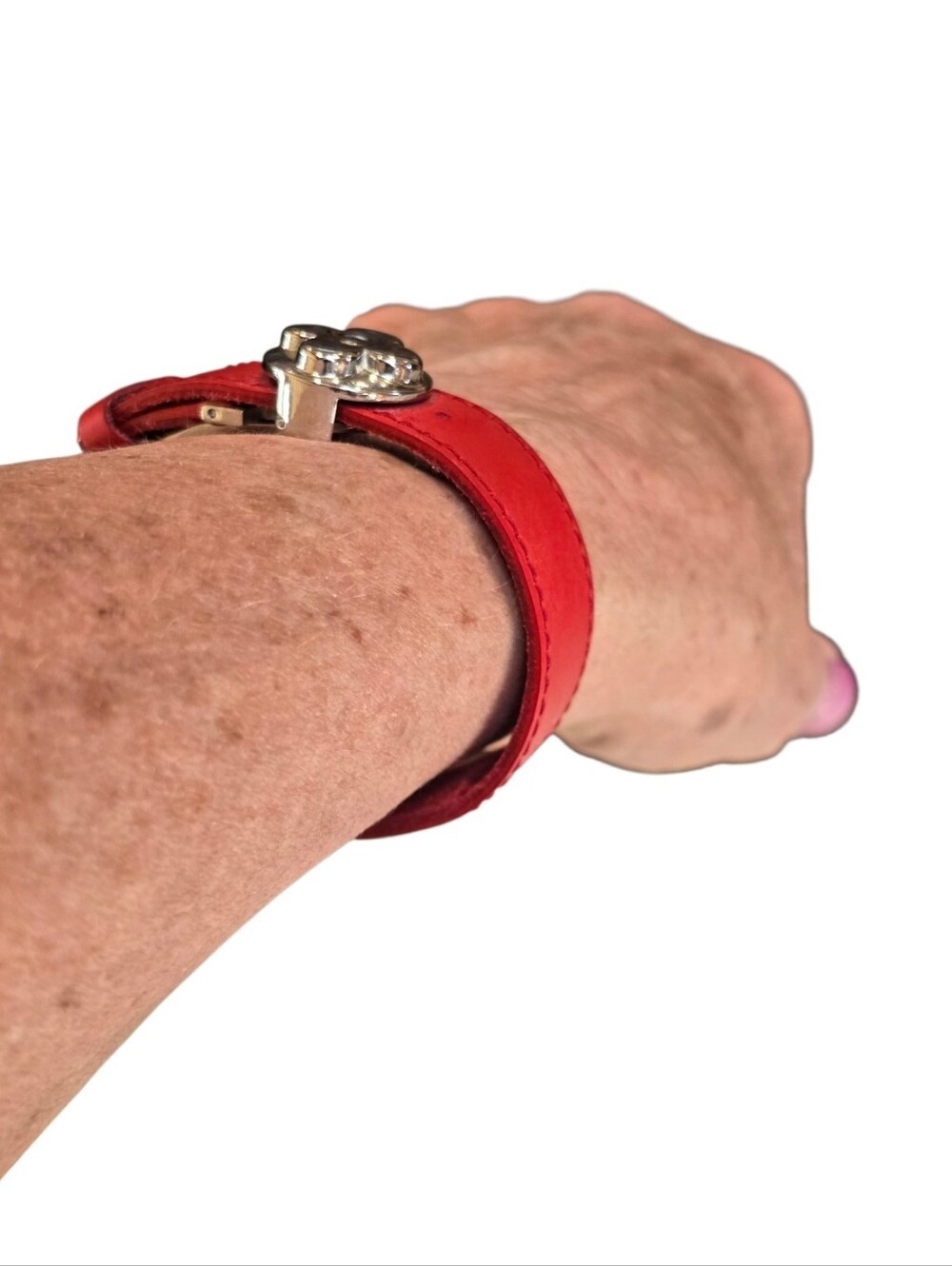 Louis Vuitton Wish Good Luck Red Silver Adjustable Leather Bracelet - Picture 10 of 14